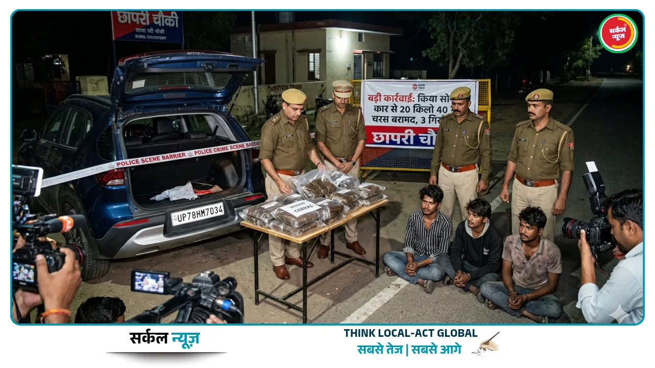 बड़ी कार्रवाई: नाकाबंदी में धरी गई चरस की बड़ी खेप, कानपुर के तीन तस्कर गिरफ्तार