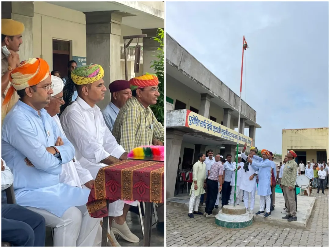 राज्य मंत्री पवन गोदारा ने दौलपुरा में फहराया तिरंगा, बालिका शिक्षा पर जोर देने की कही बात, सुनिल पुरोहित के बुलावे पर आए गोदारा – फोटो 2