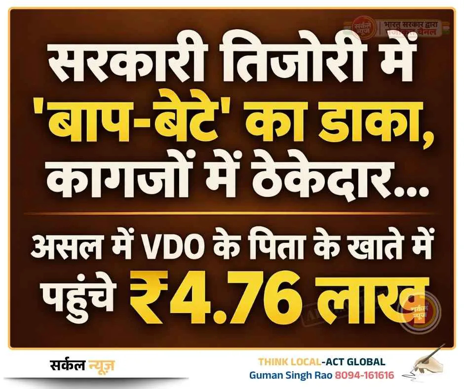 सरकारी तिजोरी में 'बाप-बेटे' का डाका, कागजों में ठेकेदार... असल में VDO के पिता के खाते में पहुंचे ₹4.76 लाख