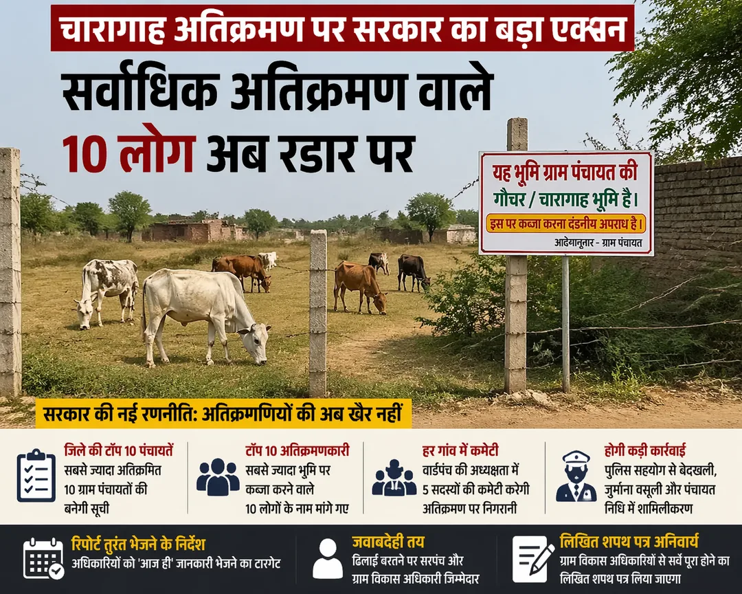 चारागाह अतिक्रमण पर सरकार का बड़ा एक्शन: सर्वाधिक अतिक्रमण वाले 10 लोग अब रडार पर