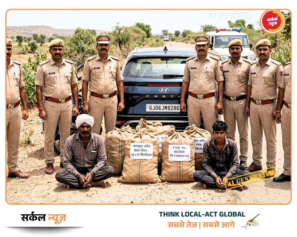 मादक पदार्थों के तस्करों पर चितलवाना पुलिस का बड़ा प्रहार: क्रेटा कार सहित दो आरोपी दबोचे, 40 किलो से अधिक डोडा पोस्त बरामद