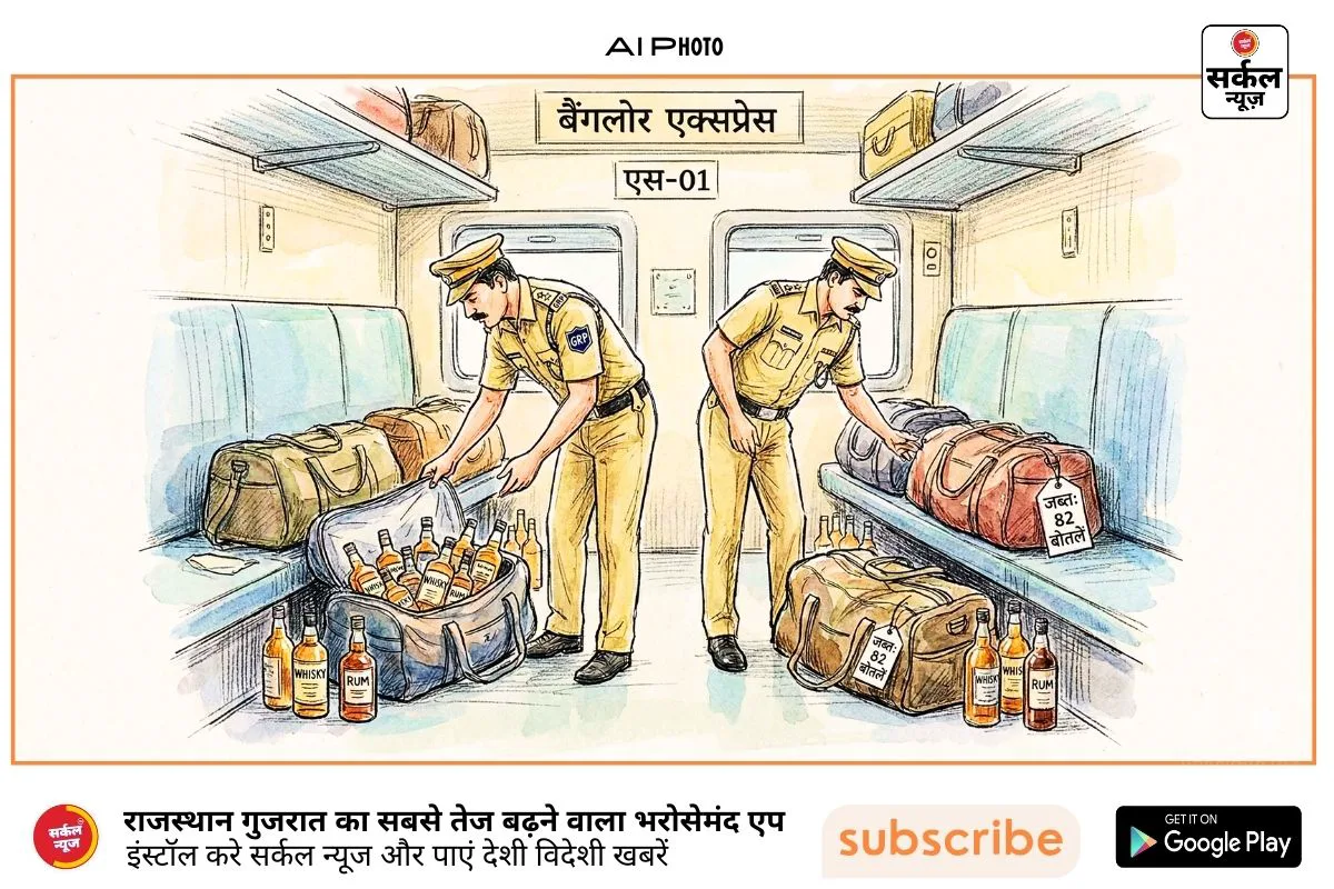 पालनपुर स्टेशन पर 'बैंगलोर एक्सप्रेस' बनी 'बार एक्सप्रेस': कोच S-1 से 1.34 लाख की विदेशी शराब जब्त
